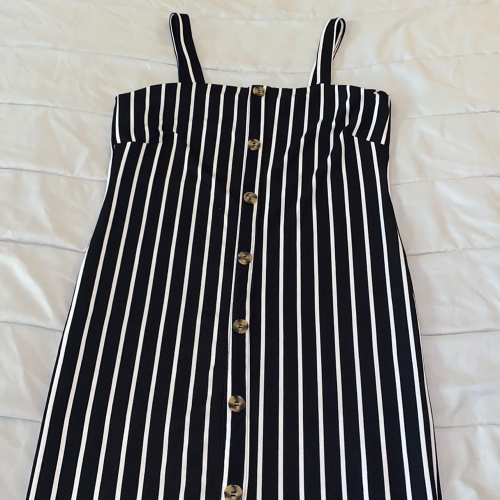 Black and White Striped Dress With Buttons